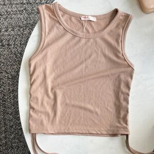 ROMWE Beige Ribbed Tank Top